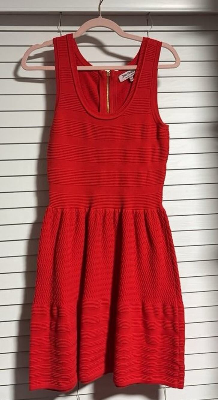 Juicy Couture Red Textured Sleeveless Dress